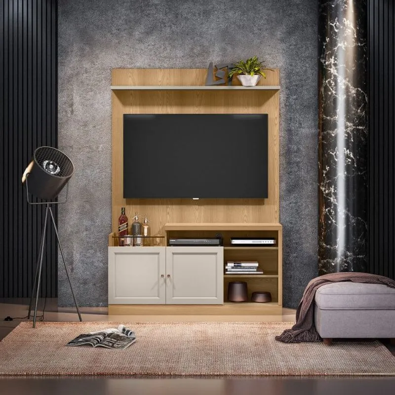 Estante Home para TV até 55 Polegadas Colinas Linea Brasil Carvalho/Off White