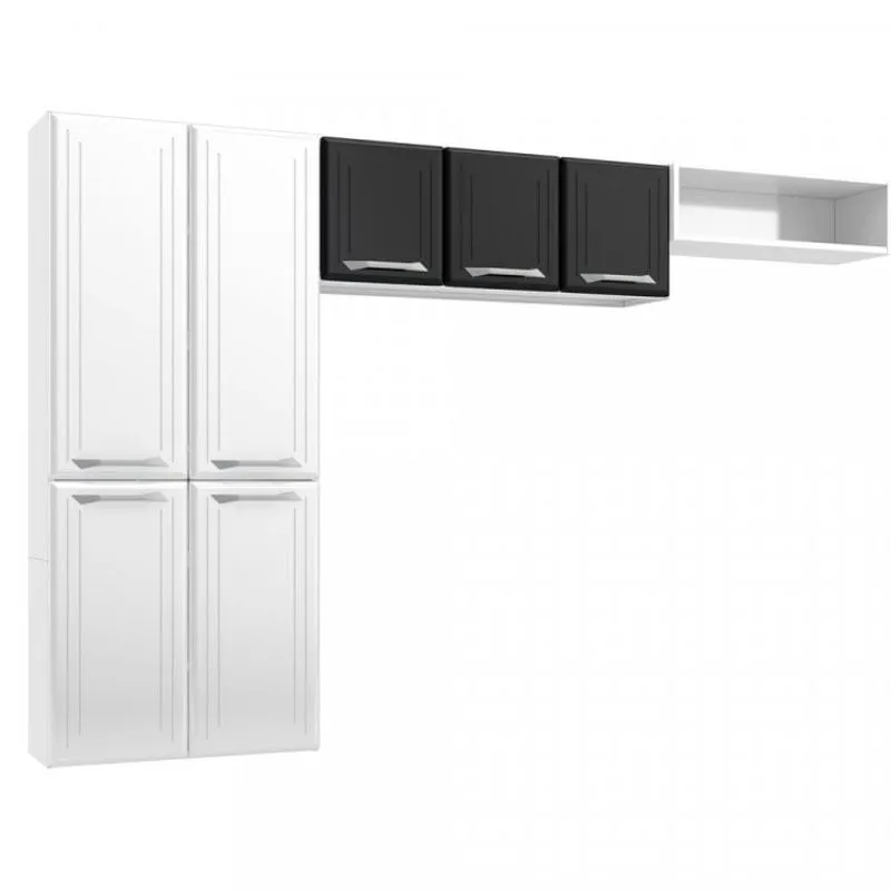 Cozinha Compacta de Aço 3 Peças Topázio Smart Telasul Branco com Preto