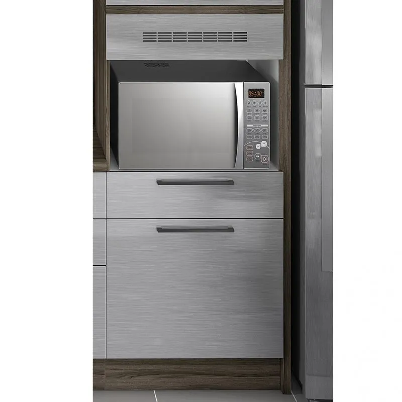 Paneleiro 1 Gaveta 1 Porta Nicho Para Forno Gourmet G3 Itatiaia Nogal Terracota/aço Inox