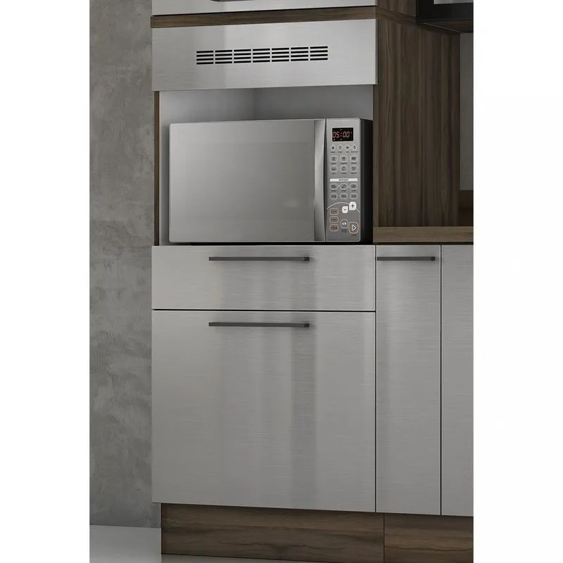 Paneleiro 1 Gaveta 1 Porta Nicho Para Forno Gourmet G3 Itatiaia Nogal Terracota/aço Inox