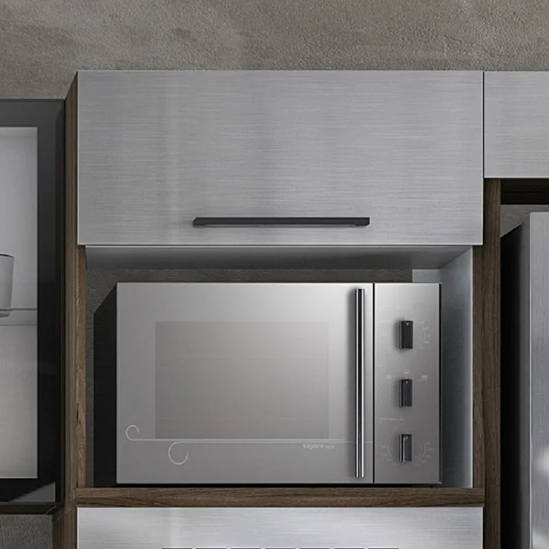 Armário Para Cozinha 1 Porta 1 Nicho Gourmet G3 Itatiaia Nogal Terracota/aço Inox