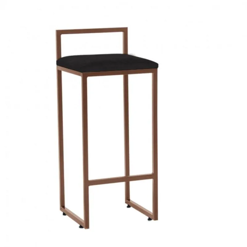 Banqueta Pietra Metal Móveis Bronze/Corino Preto