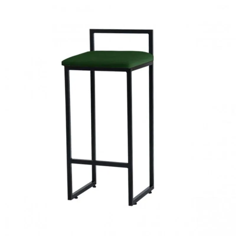 Banqueta Pietra Metal Móveis Suede Verde/Preto