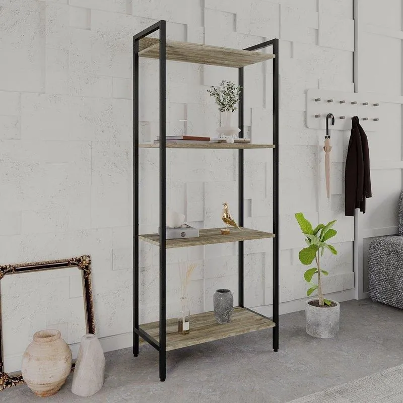 Estante para Livros Industrial Aço Multiuso 4 Prateleiras 146x60cm Active Yescasa Carvalho
