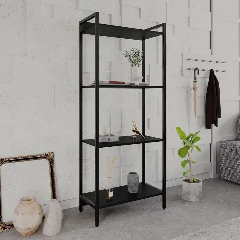 Estante para Livros Industrial Aço Multiuso 4 Prateleiras 146x60cm Active Yescasa Preto Ônix