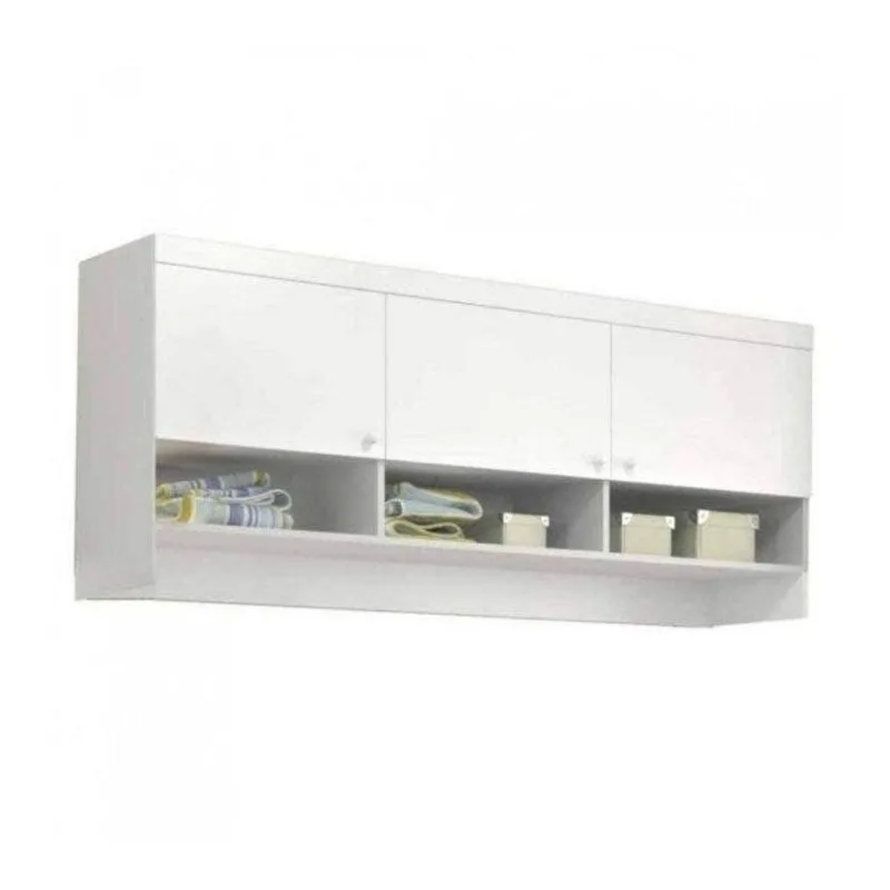 Armário Aéreo 3 Portas em MDF 160cm Eloísa Branco Branco