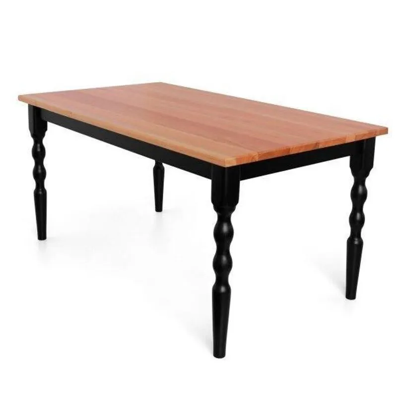 Mesa Retangular Pés Torneados Madeira Maciça 6 Lugares Gardênia Espresso Móveis Preto/Natural