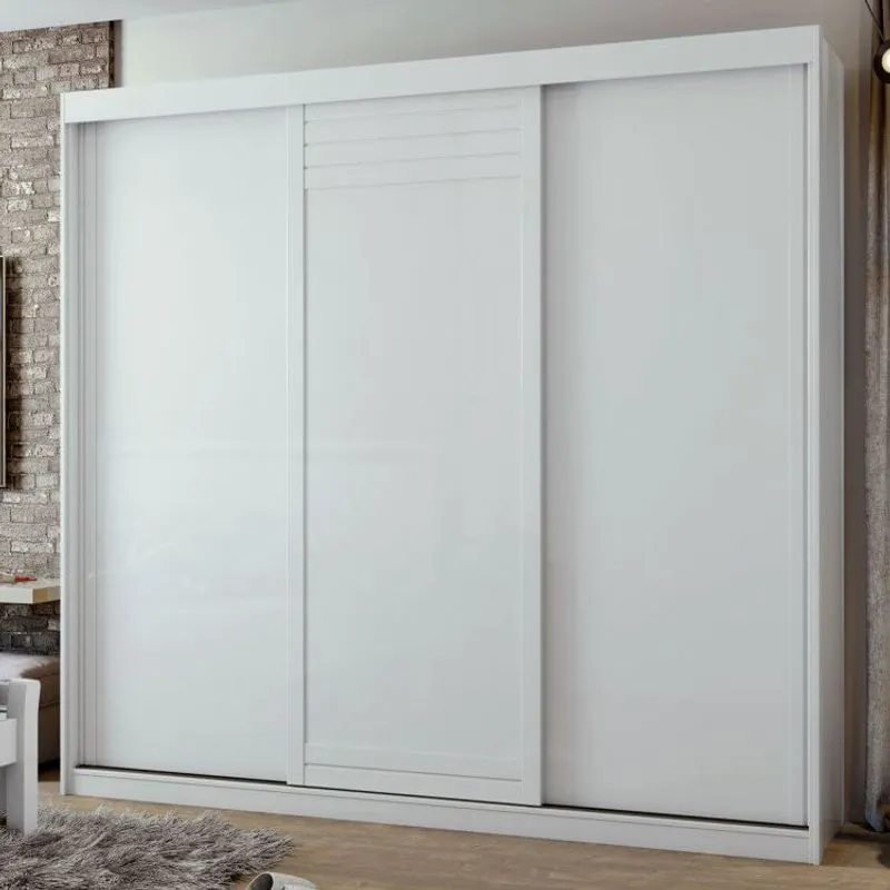 Guarda Roupa Casal 3 Portas 4 Gavetas Taurus Móveis Lopas Branco