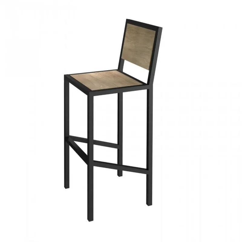 Conjunto 2 Banquetas Industrial em Aço e MDF Yescasa Grafite/Siena