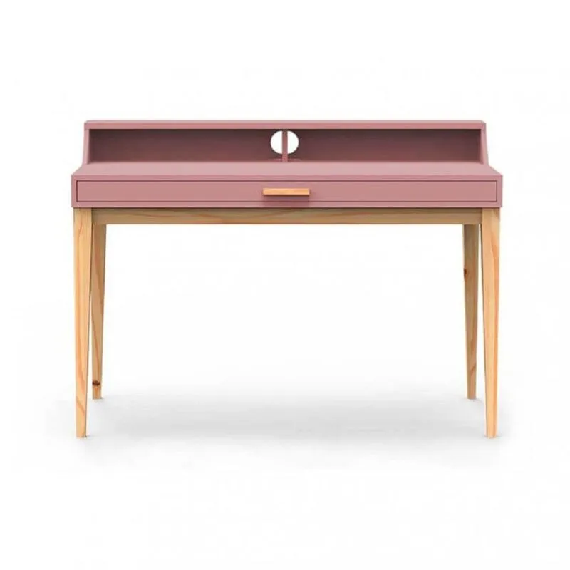 Escrivaninha Com Gaveta Pine Espresso Móveis Rosa Chá