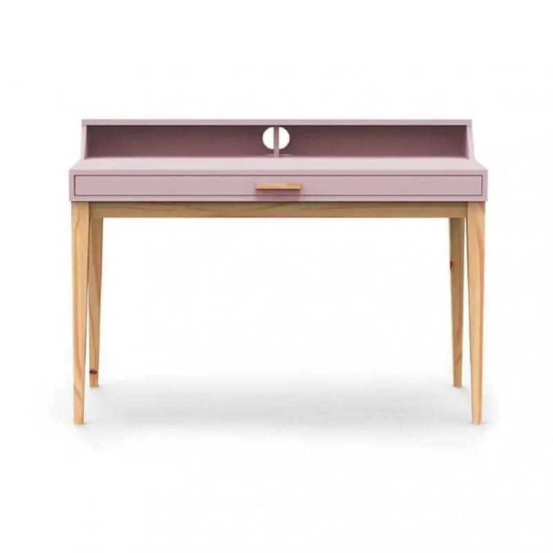 Escrivaninha Com Gaveta Pine Espresso Móveis Rosa Claro