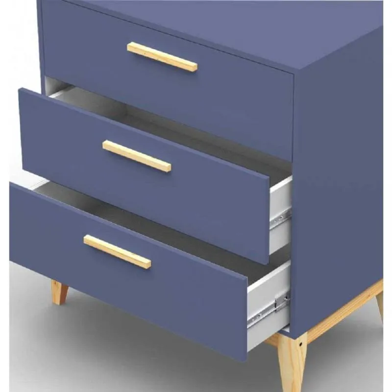 Cômoda 3 Gavetas Pine Espresso Móveis Azul Petróleo
