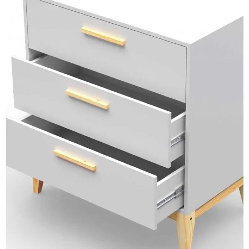 Cômoda com 3 Gavetas Pine Espresso Móveis Branco