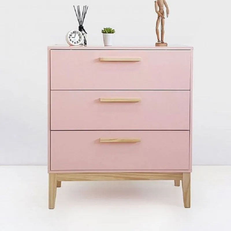 Cômoda 3 Gavetas Pine Espresso Móveis Rosa Chá