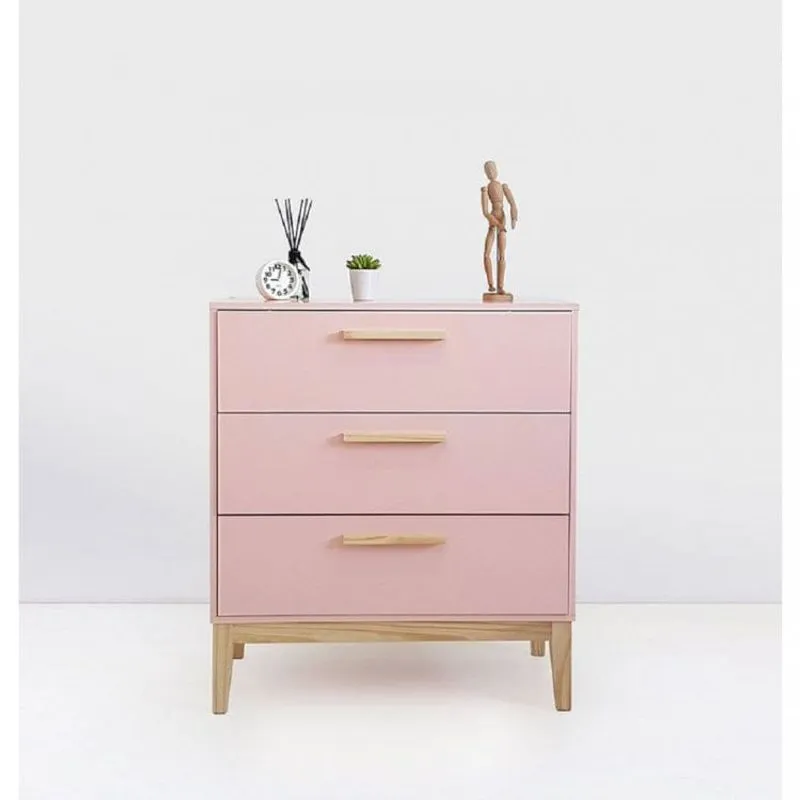 Cômoda Pine Com 3 Gavetas Espresso Móveis Rosa Claro