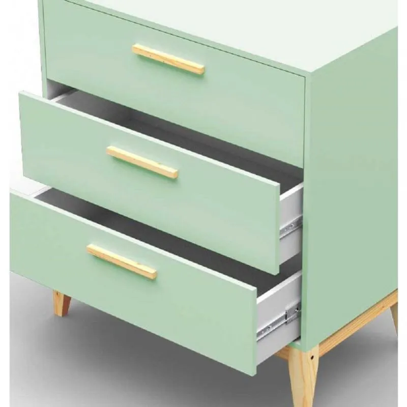Cômoda Com 3 Gavetas Pine Espresso Móveis Verde Claro