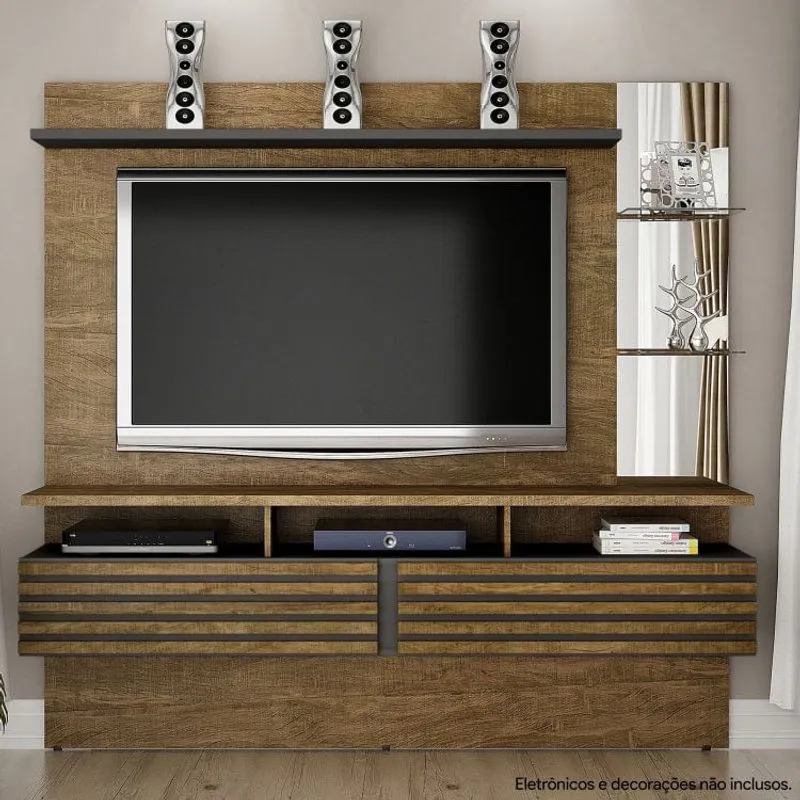 Estante Home Para TV Até 65 Polegadas 2 Portas Miami Valdemóveis Ipe/Grafite