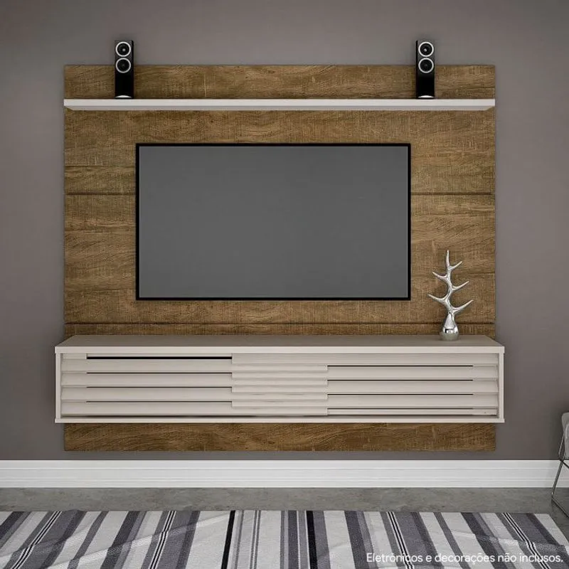 Estante Home Para TV Até 60 Polegadas 2 Portas Califórnia Valdemóveis Ipê/Off White