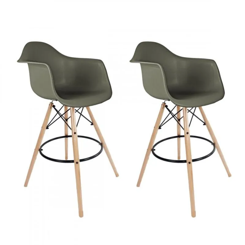 Kit 2 Banquetas Apoio Para Braços Pp Dsw-m Eames Arm Empório Tiffany Cinza