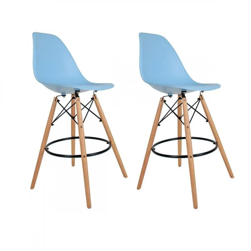 Kit 2 Banquetas Dsw-m Eames Empório Tiffany Azul Claro