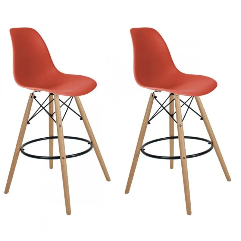 Kit 2 Banquetas Dsw-m Eames Empório Tiffany Coral