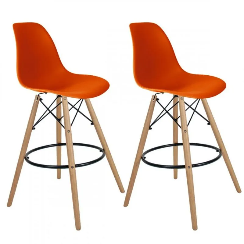 Kit Banquetas Dsw-m Eames Empório Tiffany Laranja