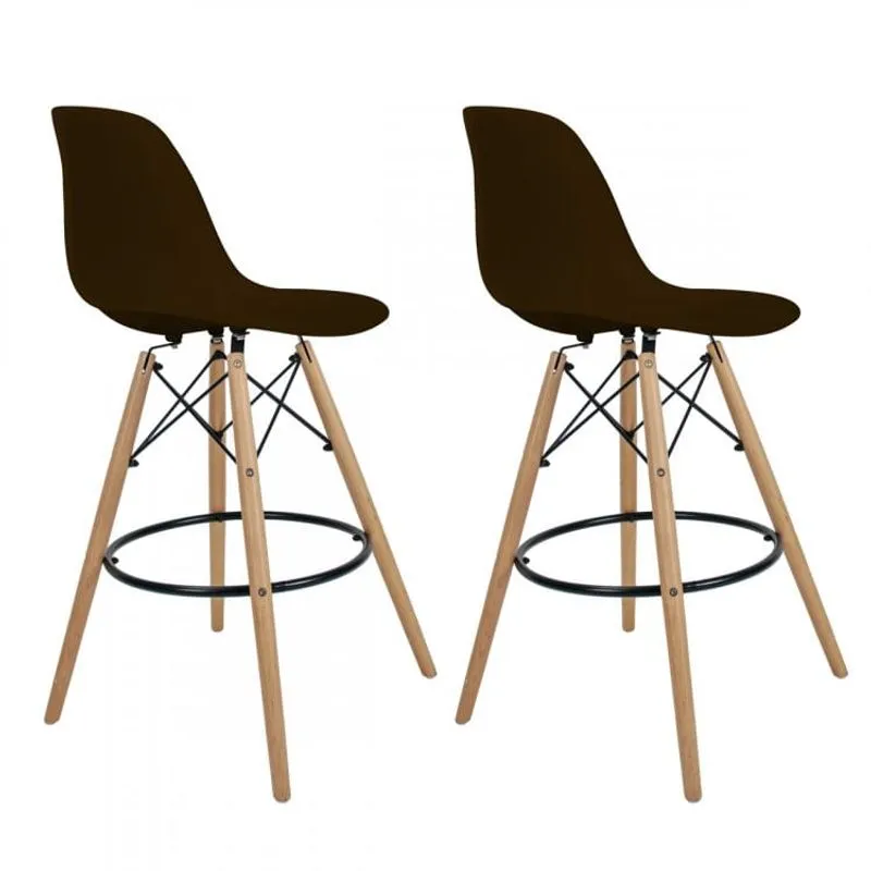 Kit 2 Banquetas Dsw-m Eames Empório Tiffany Marrom