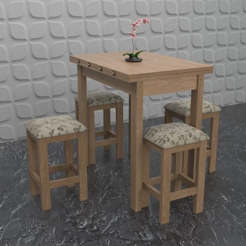 Conjunto De Mesa Dobrável Com 4 Bancos Romana