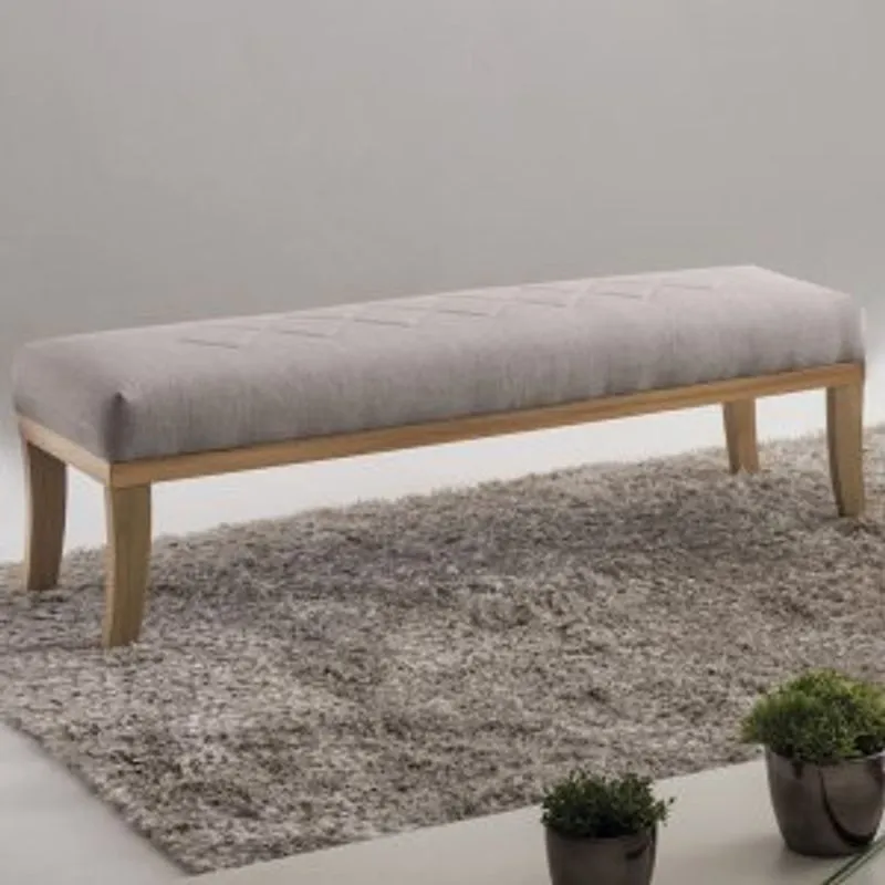 Puff Para Quarto 140cm Linho Pés Natural Theo Sofani Bege/natural
