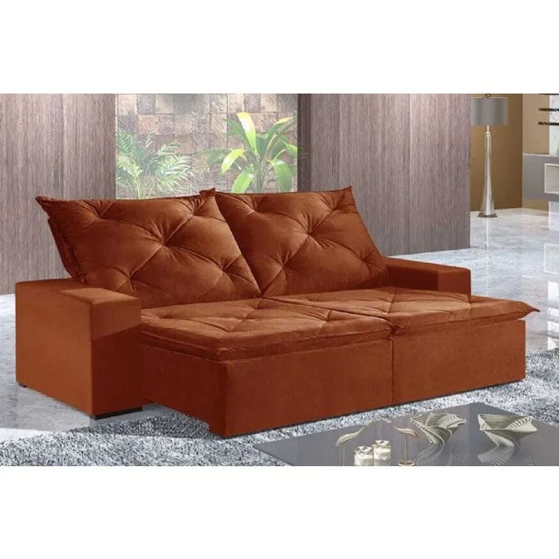 Sofá 2 Lugares Retrátil e Reclinável Plutão Zara Estofados Terracota Jolie