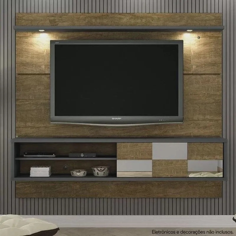 Estante Home Para TV Até 63 Polegadas 1 Porta 2 Nichos Chicago Valdemóveis Ipe/Grafite