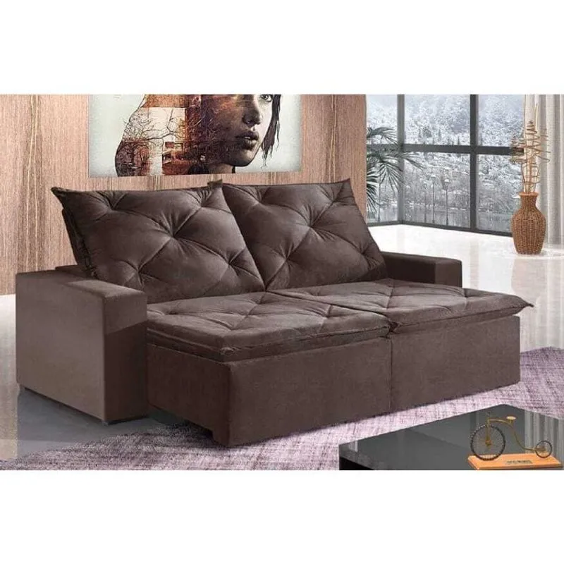 Sofá 2 Lugares Retrátil e Reclinável Plutão Zara Estofados Marrom Suede