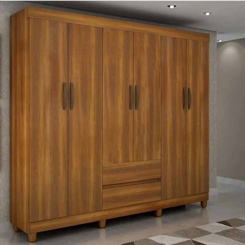 Guarda Roupa Casal 6 Portas 2 Gavetas Porto Sallêto Móveis Nogal