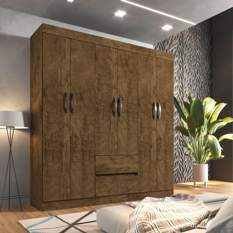 Guarda Roupa Casal 6 Portas 2 Gavetas Porto Sallêto Móveis Ipê