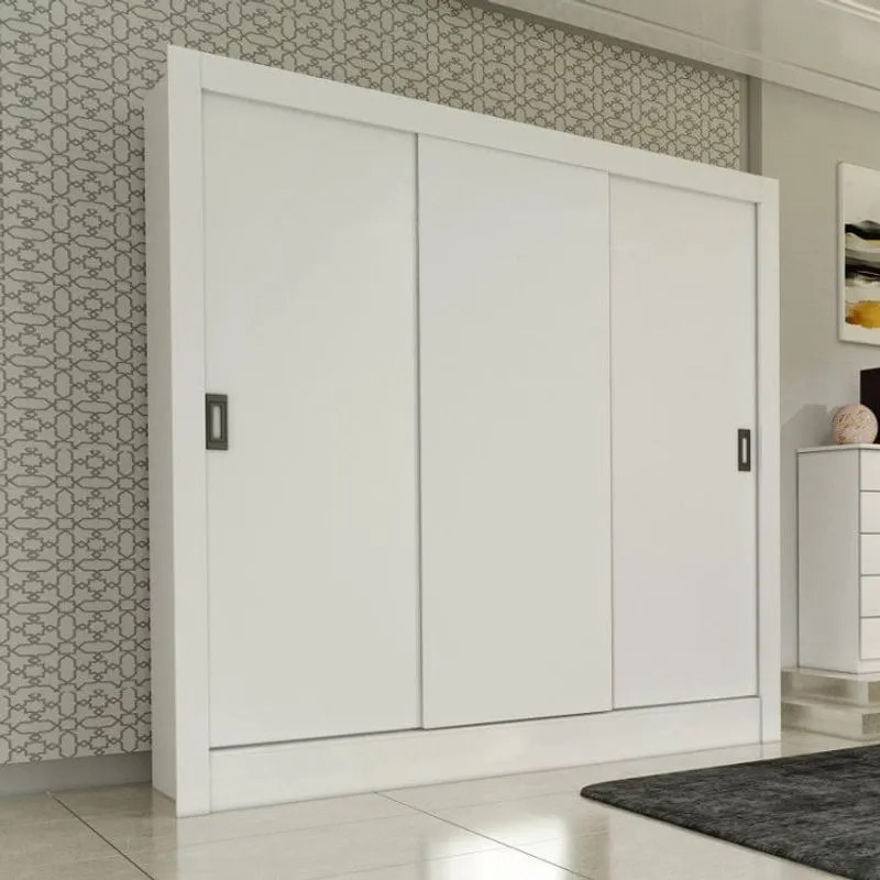 Guarda Roupa 3 Portas de Correr 4 Gavetas Malibu Tcil Móveis Branco