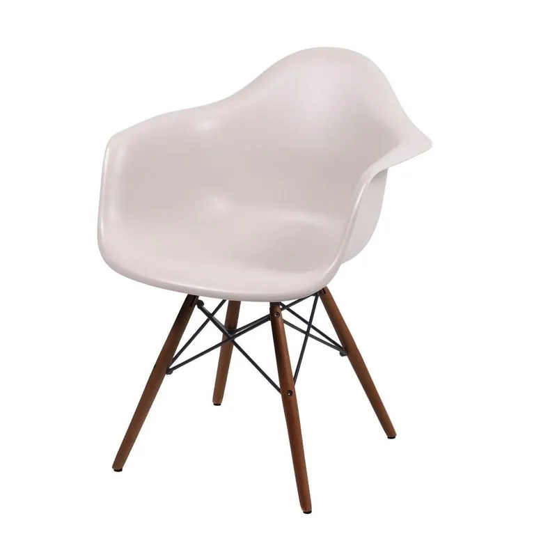Cadeira Com Braços Base De Madeira Dkr Or Design Fendi/marrom