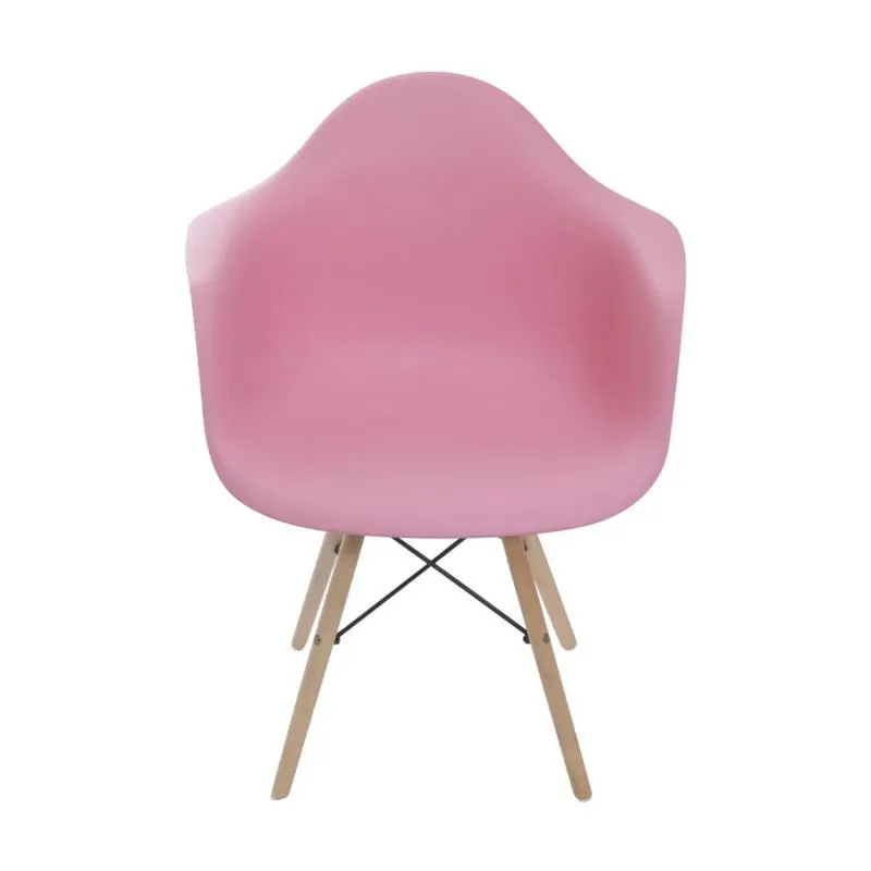 Cadeira Com Braços Base Em Madeira Dkr 1120 Or Design Rosa
