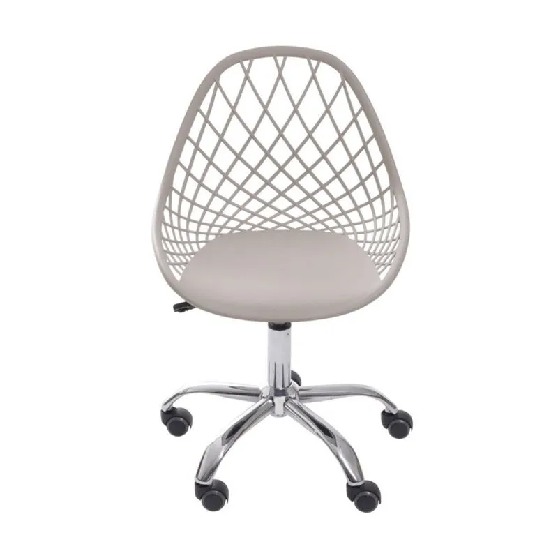 Cadeira Base Rodízio Kaila Or Design Cinza/fendi/cromado Fendi/cromado