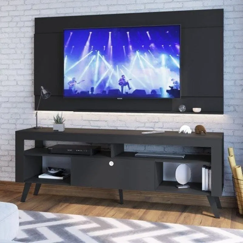 Rack Para Tv Até 70 Polegadas Com Porta Revistas Quebec Art In Móveis Preto