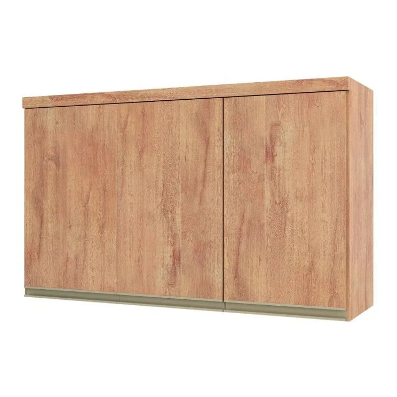 Armário de Cozinha Aéreo 120cm 3 Portas 100% MDF Chardonnay Ronipa Castanho