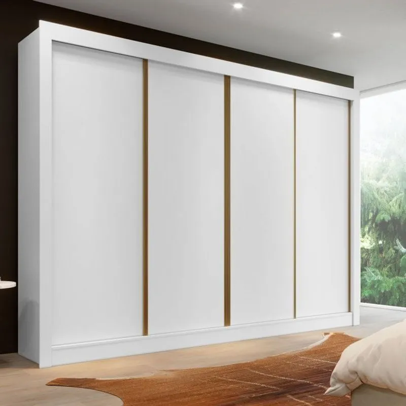 Guarda Roupa Casal 4 Portas de Correr 4 Gavetas Firenze Yescasa Branco