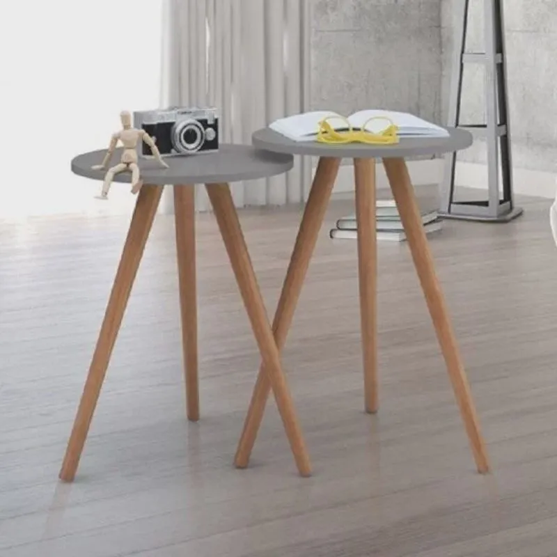 Conjunto Mesa Lateral e de Apoio Retrô Pés Palito Laqueado Paris Gamma Móveis