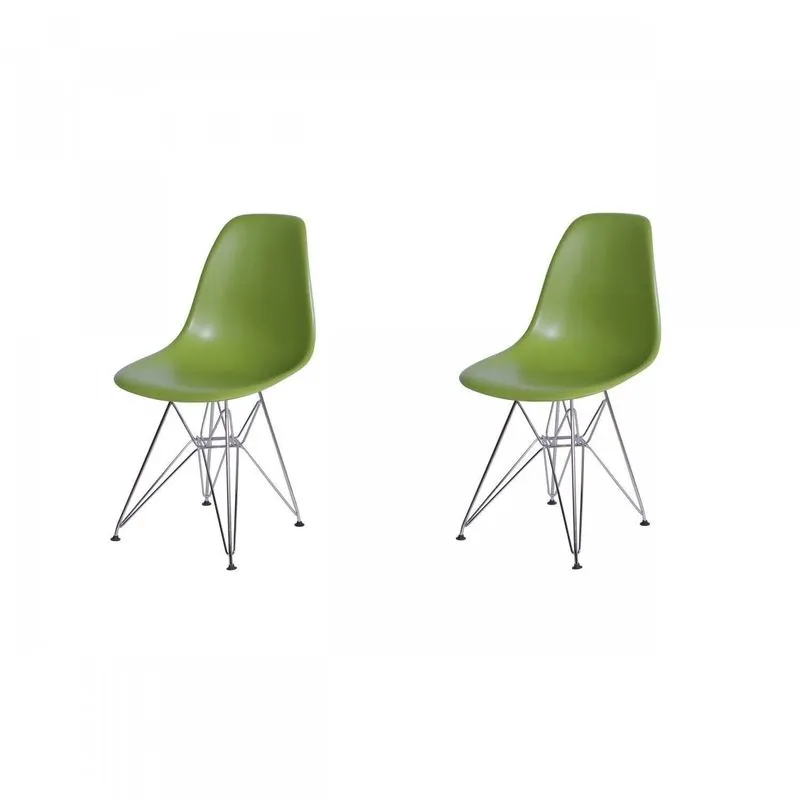 Kit 2 Cadeiras Base Cromada Dkr Or Design Verde
