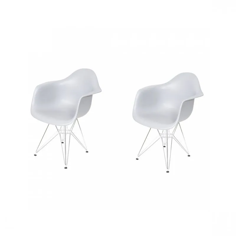 Kit 2 Poltronas Com Braço Base Cromada Eames Or Design Cinza/cromado