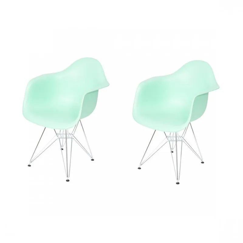 Kit 2 Poltronas Com Braço Base Cromada Eames Or Design Tiffany/cromado