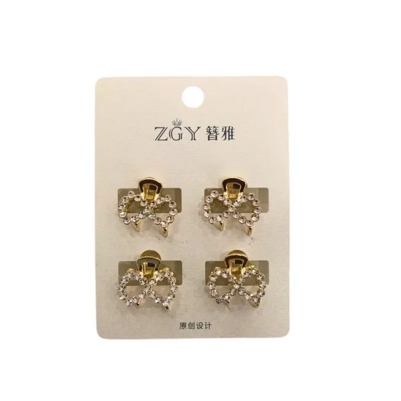 Kit Mini Presilha C/ Strass Dourada 4 Unidades