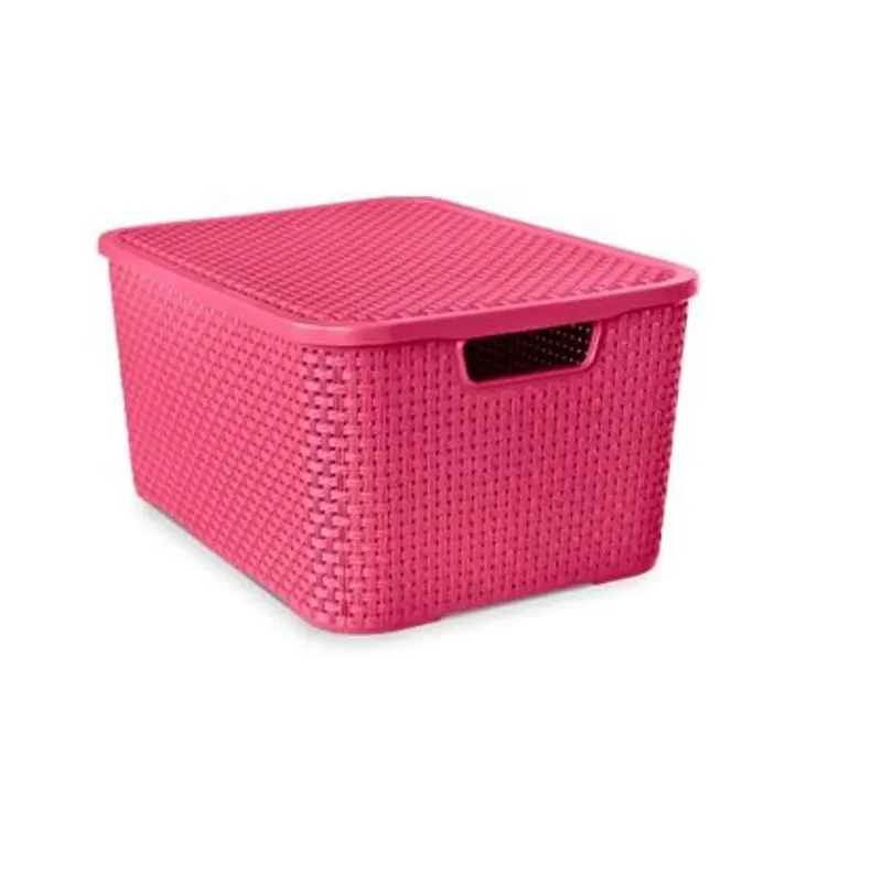 Organizador Rattan Com Tampa 15,0 Litros Rosa - Toyplast