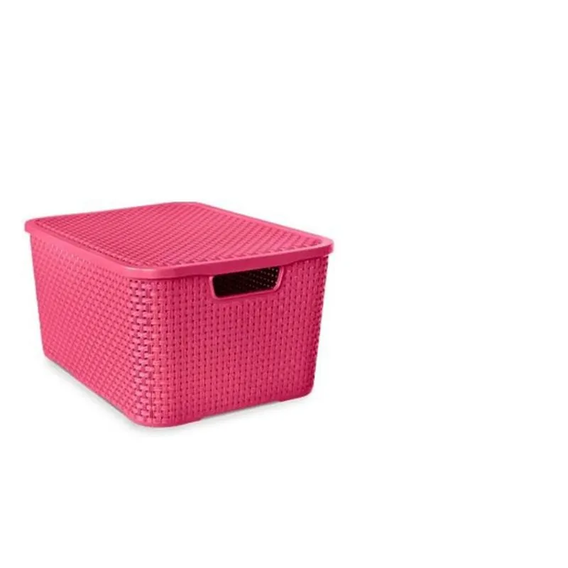 Organizador Rattan Com Tampa 20,0 Litros Rosa - Toyplast