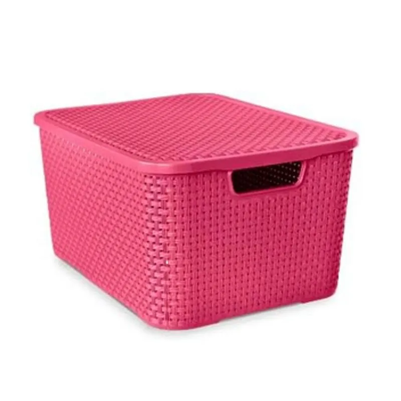 Organizador Rattan Com Tampa 40,0 Litros Rosa - Toyplast