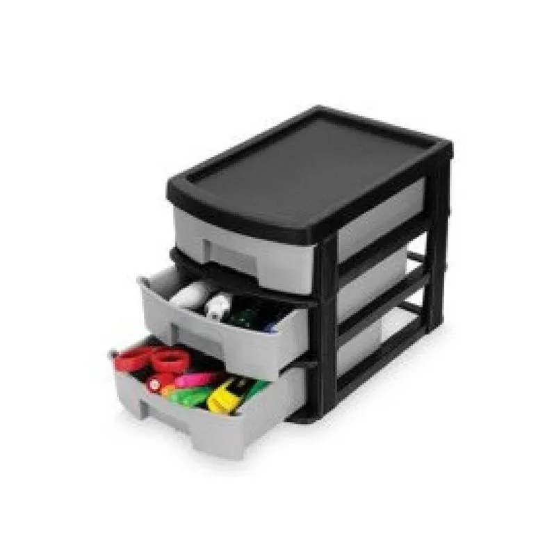 Organizador de Plástico 3 Gavetas ARQPLAST ORGANIZADOR 7030 GAV 3" ARQPLAST PRETO - Arqplast